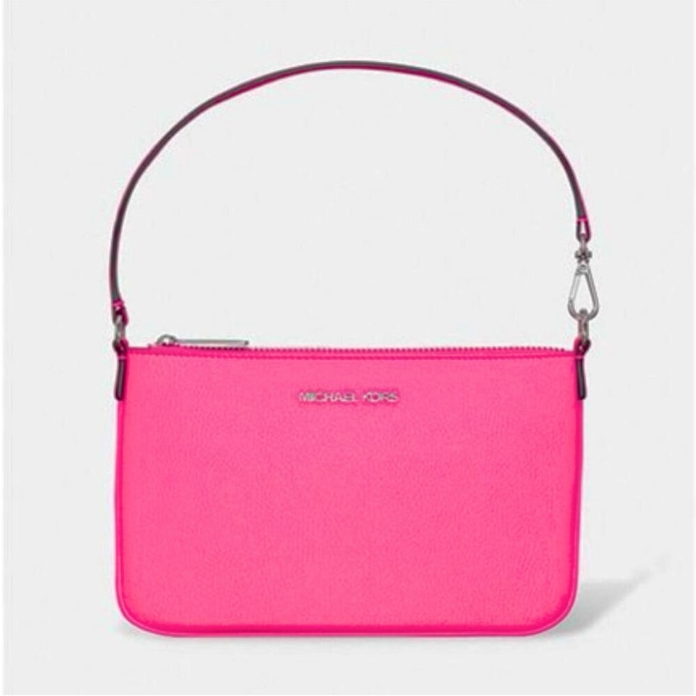 🌺 MICHAEL KORS Jet Set Small Pebbled
Leather Convertible Wristlet NWT - Hibiscus - Picture 6 of 11